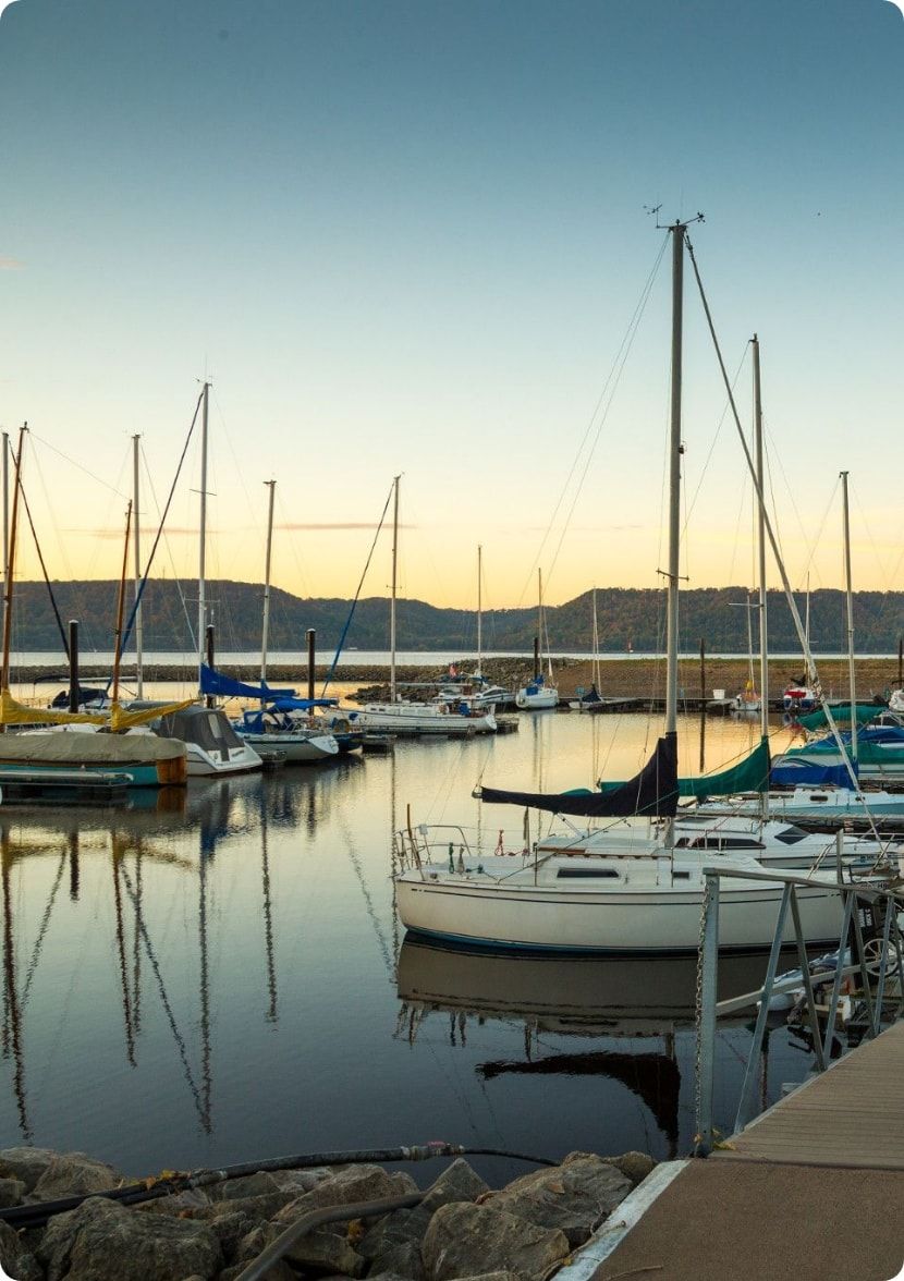 Boats docked in a marina.