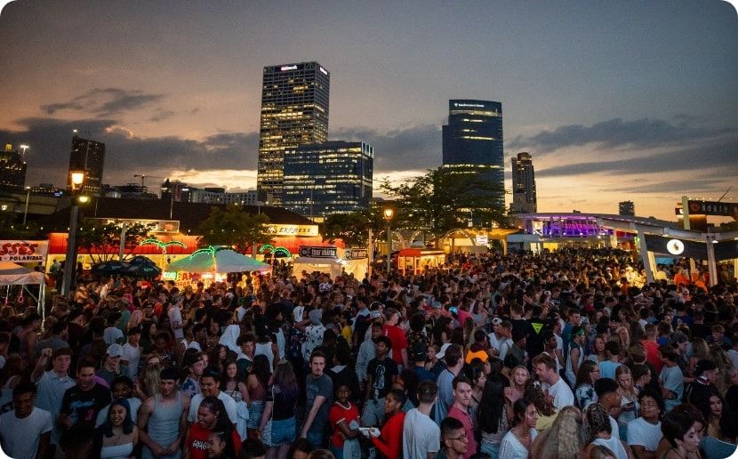 A packed crowd at Summerfest in Milwaukee, WI. 