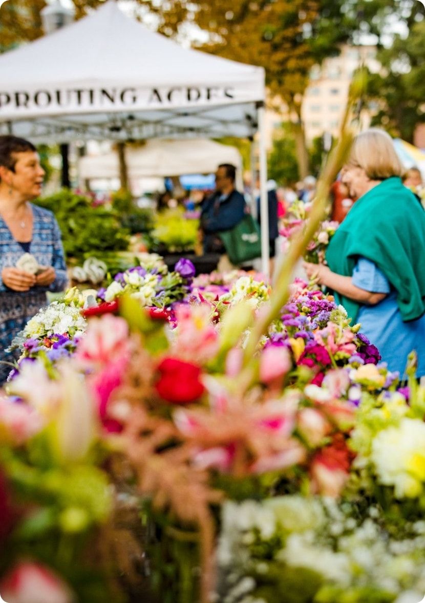 Fresh flowers at the farmers market in Madison, WI.