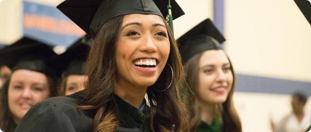 A group of graduates during the graduation ceremony. 