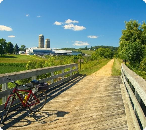 A bike parked on the Elroy-Sparta State Trail. 